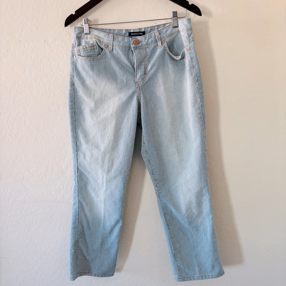 Bandolino Karyn Boyfriend Women's Light Blue Striped Jeans Size 6 Denim